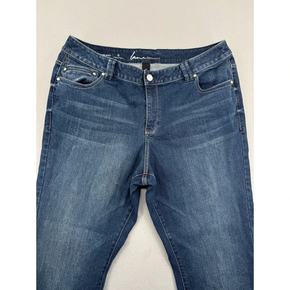 Lane Bryant Genius Fit Slim Boot Jeans Womens 22P Petite (40x29) Blue Denim